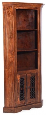 Indian Sheesham Solid Wood Corner Display Cabinet, 85cm W - image 1