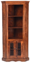 Indian Sheesham Solid Wood Corner Display Cabinet, 85cm W - thumbnail 2