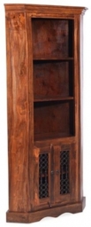 Indian Sheesham Solid Wood Corner Display Cabinet, 85cm W - thumbnail 1