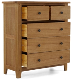 Burford Oak 2+3 Drawer Chest - thumbnail 2