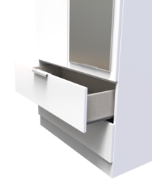 Plymouth White Gloss 2 Door Tall Combi Wardrobe - 1 Mirror - thumbnail 2