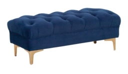 Blue Velvet Tufted Ottoman Bench