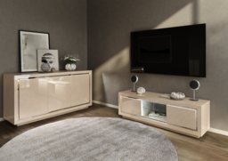 Sardinia Cream Gloss 140cm TV Unit with LED Lights - thumbnail 2