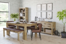 Langley Reclaimed Pine 6 Seater Extending Dining Table - thumbnail 2