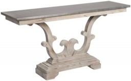 Asbury Old Pine in Grey Lime Finish Hallway Console Table with Zinc Top - Georgian Style - thumbnail 1
