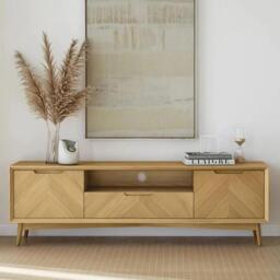 Valencia Herringbone Large TV Unit - Storage - Oak - thumbnail 1