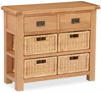Salisbury Premium Oak 100cm Small Sideboard with Baskets