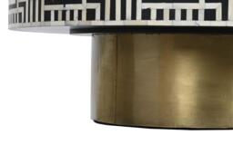 Black and White Bone Inlay Geometric Round Coffee Table - thumbnail 4