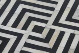Black and White Bone Inlay Geometric Round Coffee Table - thumbnail 5