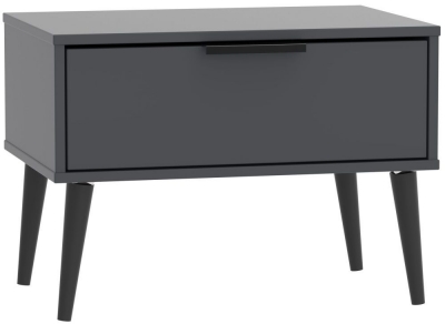 Clearance - Hong Kong Graphite 1 Drawer Midi Chest with Wooden Legs - P39