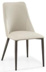 Rosie Taupe Dining Chair- Faux Leather with Black Legs