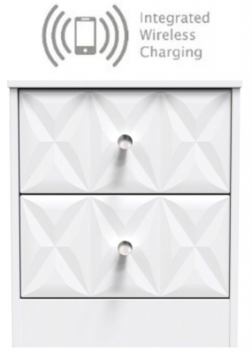 San Jose Matt White 2 Drawer Bedside Cabinet with Integrated Wireless Charging - image 1