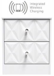 San Jose Matt White 2 Drawer Bedside Cabinet with Integrated Wireless Charging - thumbnail 1