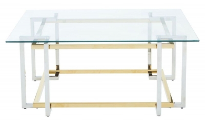 Layne Glass Coffee Table with Chrome Base - image 1