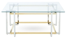 Layne Glass Coffee Table with Chrome Base - thumbnail 3