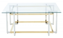 Layne Glass Coffee Table with Chrome Base - thumbnail 1