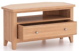 Arden Natual Oak Corner TV Unit, 90cm W with Storage for Television Upto 32in Plasma - thumbnail 2