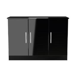 Knightsbridge Sideboard - Small - 3 Doors - Gloss Black - thumbnail 3