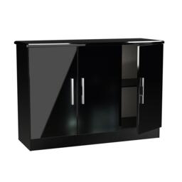 Knightsbridge Sideboard - Small - 3 Doors - Gloss Black - thumbnail 2