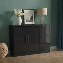 Knightsbridge Sideboard - Small - 3 Doors - Gloss Black - thumbnail 1