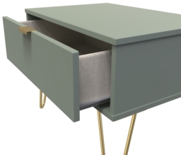 Linear Green 1 Drawer Wide Bedside Cabinet with Gold Hairpin Legs - thumbnail 2