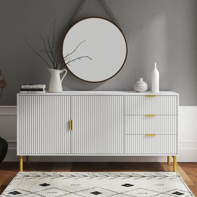 Clearance - Ridged White and Gold 2 Door Large Sideboard - 160cm