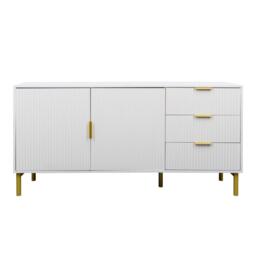 Clearance - Ridged White and Gold 2 Door Large Sideboard - 160cm - thumbnail 3