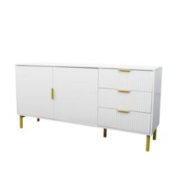Clearance - Ridged White and Gold 2 Door Large Sideboard - 160cm - thumbnail 4