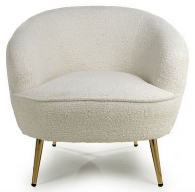 Lucia Boucle Vanilla White Tub Chair - image 1
