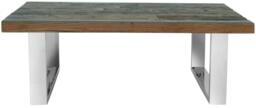 Clearance - Railway Sleeper Coffee Table with Glass Top, Rectangular with Stainless Steel Chrome U Legs, Made from Reclaimed Wood - thumbnail 4