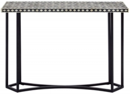 Boho Black Bone Geomatric Inlay Console Table