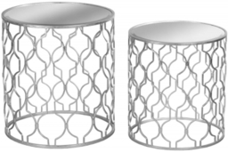 Hill Interiors Arabesque Silver Foil Mirrored Side Table (Set of 2) - thumbnail 1
