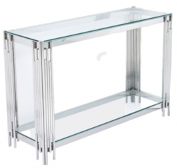 Belini Glass and Stainless Steel Console Table