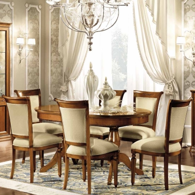 Camel Torriani Walnut Italian Oval Extending Dining Set with Chairs - image 1