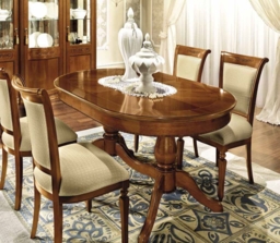 Camel Torriani Day Walnut Italian Oval Extending Dining Table and Chairs - thumbnail 2