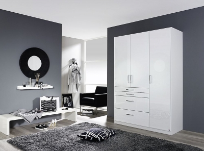 Homburg 3 Door Wardrobe in White - W 136cm - image 1