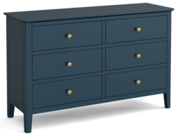 Harrogate Blue Wide Chest of Drawer with 6 Drawers