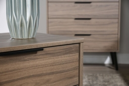 Hong Kong 1 Drawer Midi Chest with Wooden Legs - Carini Walnut - thumbnail 3