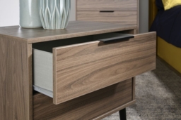 Hong Kong 1 Drawer Midi Chest with Wooden Legs - Carini Walnut - thumbnail 2