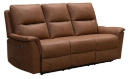Kansas Tan Brown Faux Leather 3 Seater Power Recliner Sofa