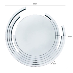 Modern Accent Chrome Round Mirror - 90cm x 87cm - thumbnail 2