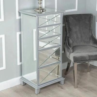 Mayfair Mirrored 5 Drawer Chest - Tallboy
