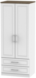 Kent 2 Door 2 Drawer Wardrobe - White Ash and Oak - thumbnail 1