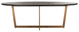 Blackbone Black and Brass 8 Seater Oval Dining Table