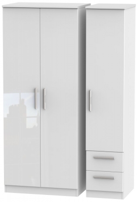 Knightsbridge 3 Door 2 Right Drawer Wardrobe - High Gloss White