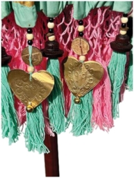 Bali Sun Parasol - Mint Green with Pink Candy Fringe - thumbnail 4