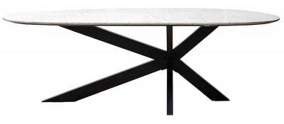 Trocadero White Marble and Black 220cm Dining Table with Spider Legs - image 1