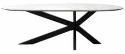 Trocadero White Marble and Black 220cm Dining Table with Spider Legs - thumbnail 1