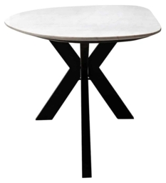 Trocadero White Marble and Black 220cm Dining Table with Spider Legs - thumbnail 3