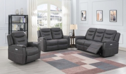 Harrogate Grey Fabric 3+1+1 Recliner Sofa Suite - thumbnail 2